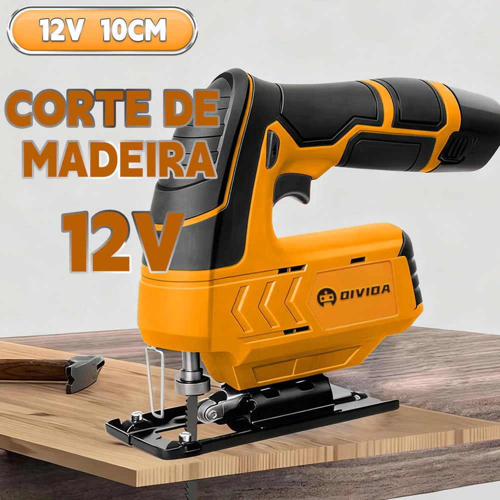 Serra Tico-Tico Sem Fio 12V Profissional + 2 Baterias Kit Completo 2200RPM Maleta e Lâminas - Corte Madeira Metal Alumínio - Imagem 3