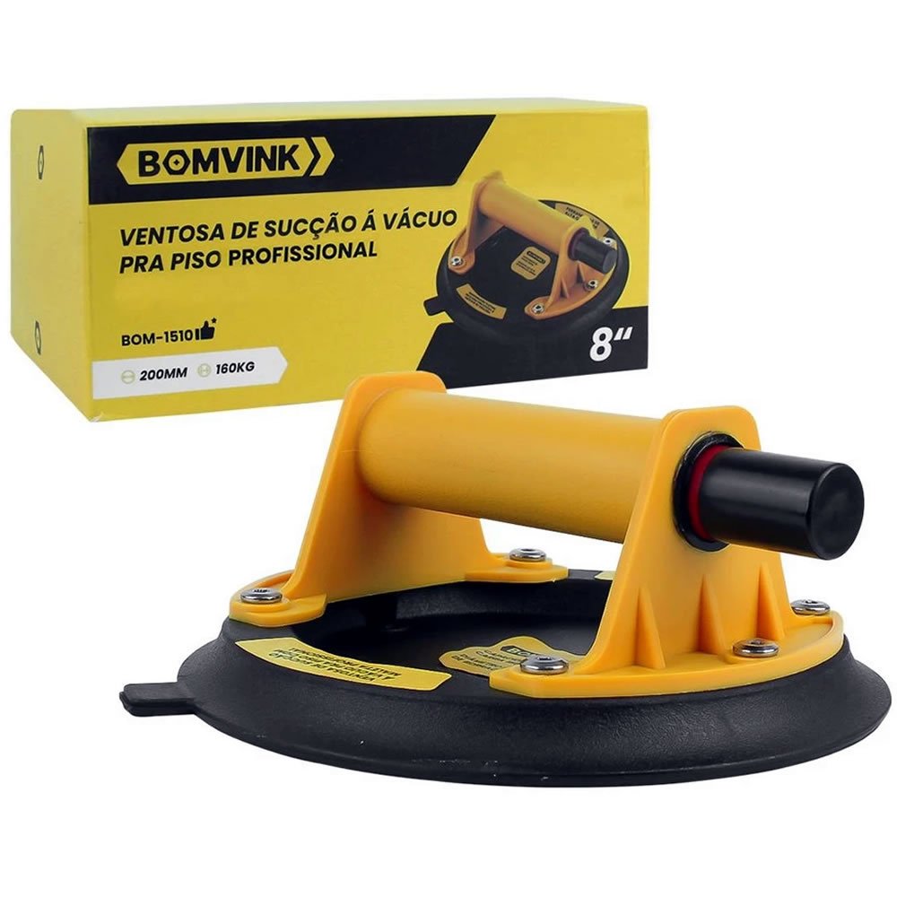 Ventosa De Sucção A Vácuo Profissional 8 Polegadas Bomvink Suporta 160kg Para Piso Vidro Mármore Com Maleta