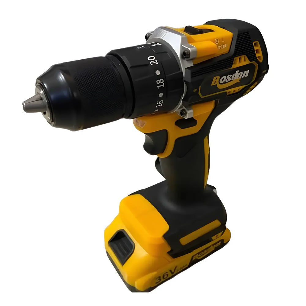 Parafusadeira E Furadeira De Impacto Sem Fio 36V Bosdon Motor Brushless Profissional + 2 Baterias E Maleta Kit Completo
