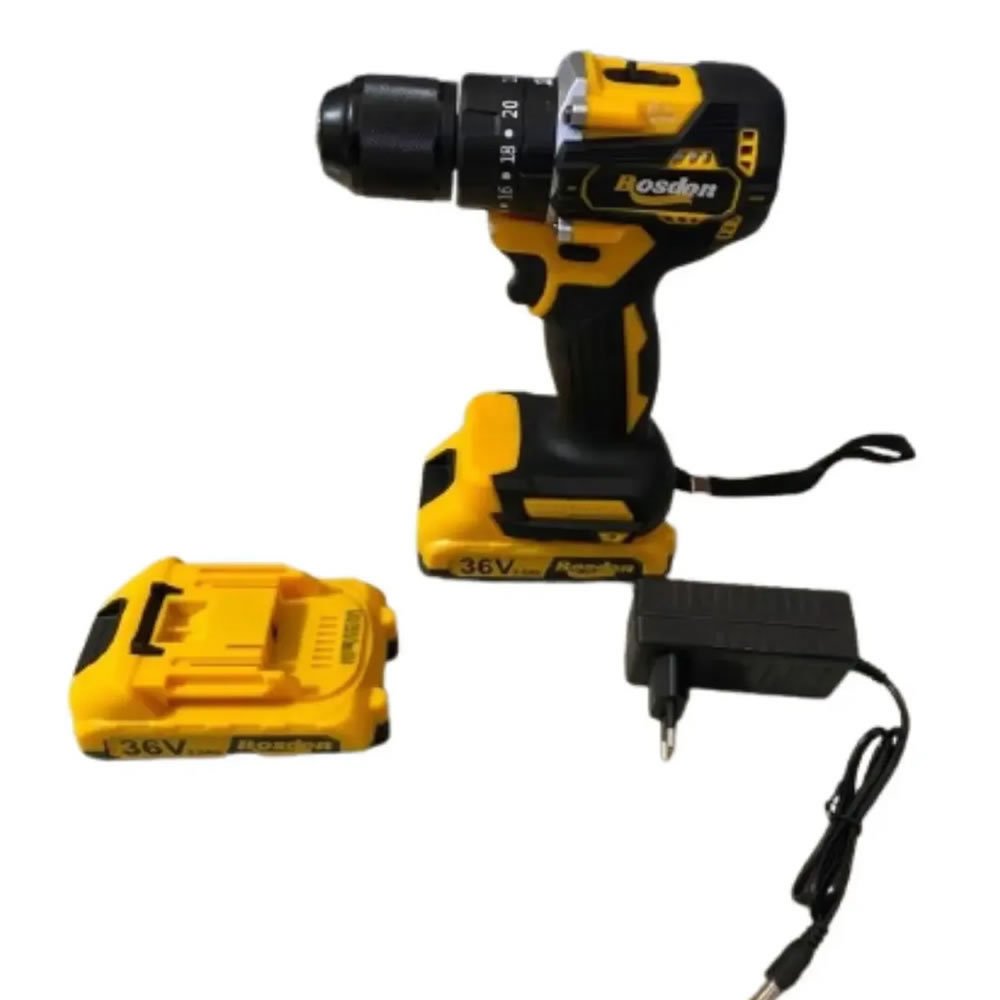 Parafusadeira E Furadeira De Impacto Sem Fio 36V Bosdon Motor Brushless Profissional + 2 Baterias E Maleta Kit Completo - Imagem 7